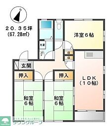パレス若草 3LDKの間取図画像