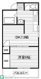 レグザーニ新松戸 1DKの間取図画像