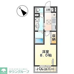 プラシード松戸 1Kの間取図画像