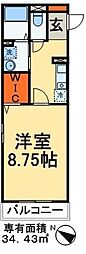 メルヴェーユ八潮中央A 1Kの間取図画像