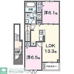 鹿黒アパート C 2LDKの間取図画像
