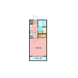メルローズプレイス2 1Kの間取図画像