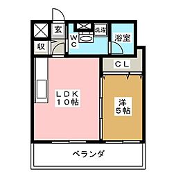 ロネスタＲ文京護国寺 6階1LDKの間取り