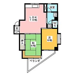 グリーンヒル文京 8階2LDKの間取り