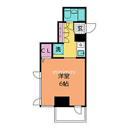 白山Ｙビルディング 3階ワンルームの間取り