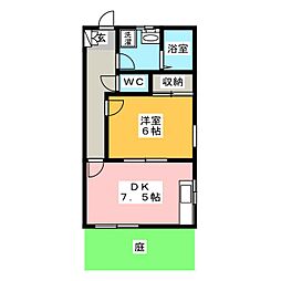 ヴィレッジ白山 1階1DKの間取り