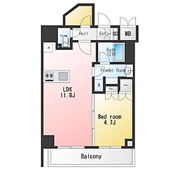 アイフラット文京本駒込 1LDKの間取図画像