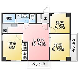 パークサイド白山 3LDKの間取図画像