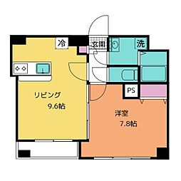 ヴェルデール白山 1LDKの間取図画像