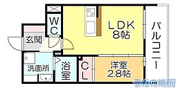 RESIDENCE花畑 8階1DKの間取り