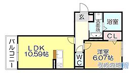ル・ココン 1LDKの間取図画像