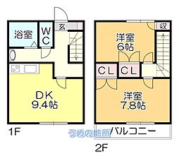 ソレアード 2LDKの間取図画像