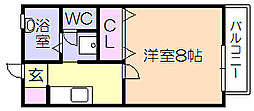 デュマン石井 1Kの間取図画像