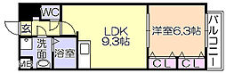 MOONRIVER久留米東町 1LDKの間取図画像