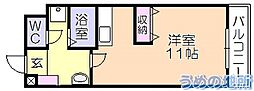 ガーデンハイツ朝妻 1DKの間取図画像