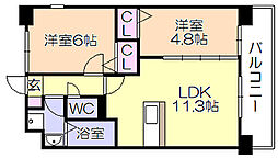 ムーンリバー久留米駅南 2LDKの間取図画像