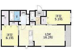 メゾン塚口 2階2LDKの間取り