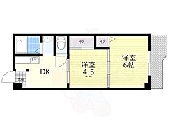 松俊ハイツ 3階2DKの間取り