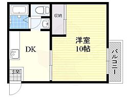 恵ハイツ 2階1DKの間取り