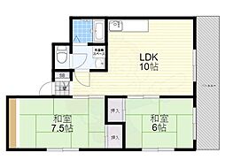 グランコート武庫之荘 2LDKの間取図画像