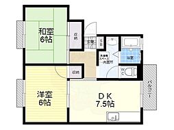 ホワイトヴィラ弐番館 2LDKの間取図画像