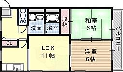 ビアンカ園田 2LDKの間取図画像