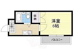 レガリア園田 1階1Kの間取り