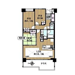イーグルコート京都御所梨木の杜 1階3LDKの間取り