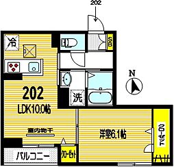 コーポ　ウイスタリヤ 2階1LDKの間取り