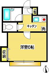 M-ハウス 1Kの間取図画像