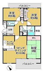 グランドメゾン学園前ガーデンヒルズ 3LDKの間取図画像