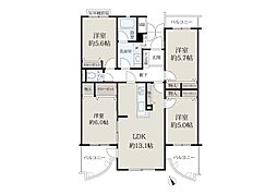 公社木津かぶと台団地4号棟 4LDKの間取図画像