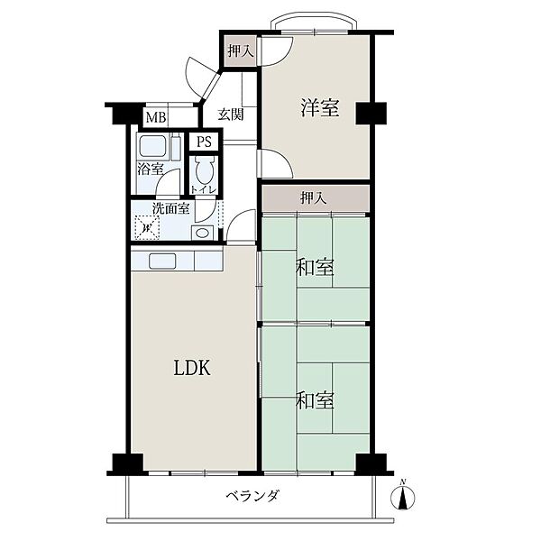 3LDK、価格695万円、専有面積67.44m2、バルコニー面積7.56m2