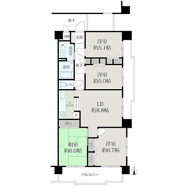 4LDK、価格650万円、専有面積75.25m2、バルコニー面積14.49m2