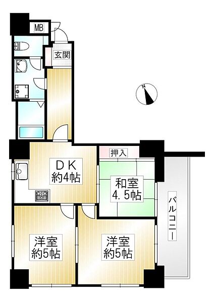 3DK、価格2780万円、専有面積52.71m2、バルコニー面積5.86m2