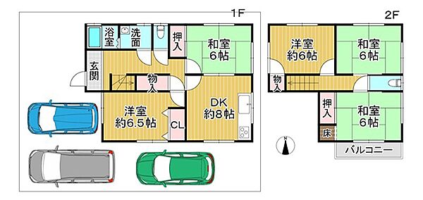 全居室収納付きで、和室・洋室バランスの良い間取りです。3台駐車可能で、ご家族との暮らしにゆとりをプラスします。