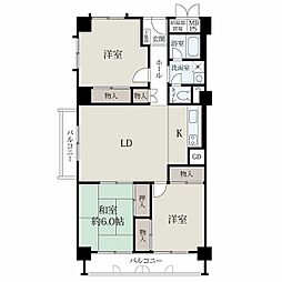 橿原ハイツ 3DKの間取り