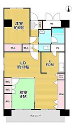向島ニュータウン第三街区3-A棟 2LDKの間取図画像