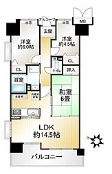 メゾンドール瀬田・公園都市2番館 3LDKの間取り