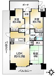 メゾンドール瀬田・公園都市1番館 3LDKの間取り