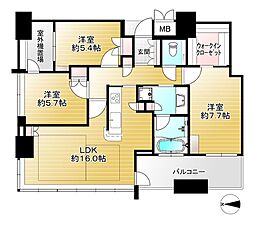 ローレルタワーサンクタス梅田 3LDKの間取図画像
