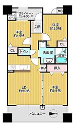 キングマンションシティオアシス公園通り 3LDKの間取図画像