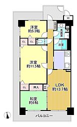 フルレ新石切 3LDKの間取図画像