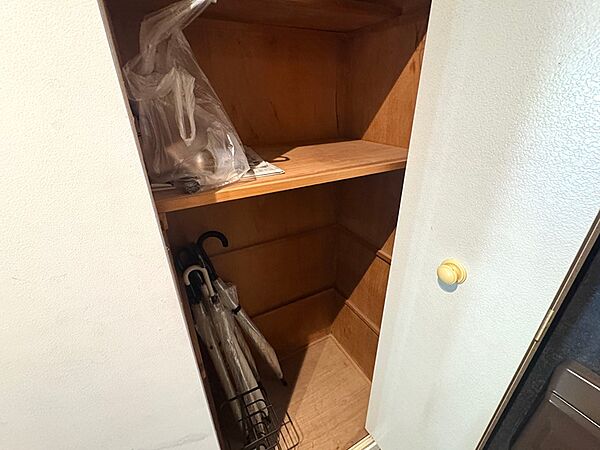 小物から長尺物まで収納できる棚付きスペース。使い勝手の良い収納が、すっきりとした暮らしをサポートします。