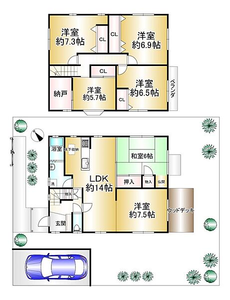 2800万円、6LDK＋S（納戸）、土地面積262.3m2、建物面積134.68m2