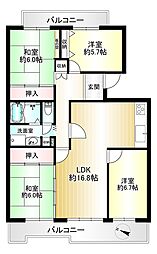 藤沢台第1住宅303棟 4LDKの間取図画像