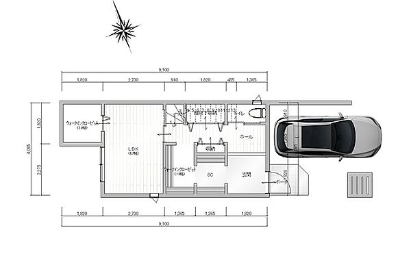 建築条件はございません。1階の参考建物図面です。