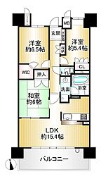 ローレルスクエア枚方フォレストゲート 3LDKの間取り