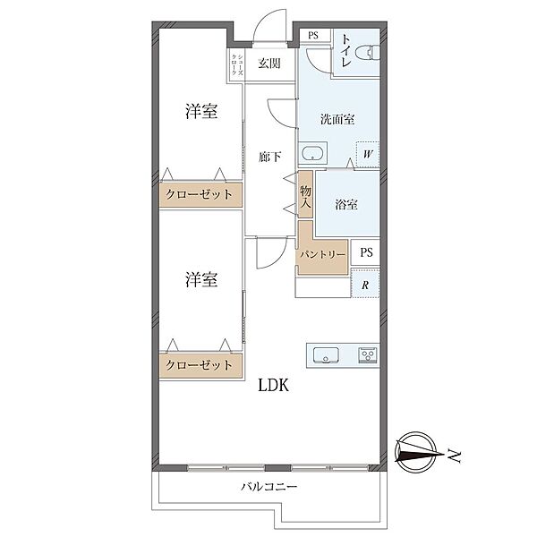 2LDK、価格2980万円、専有面積63.8m2、バルコニー面積2.04m2