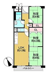 メゾン水無瀬3号棟 3LDKの間取図画像